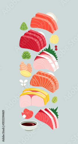 Assorted Sashimi Platter with Condiments