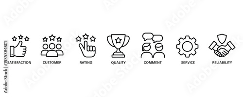 Modern business icons for customer service and quality