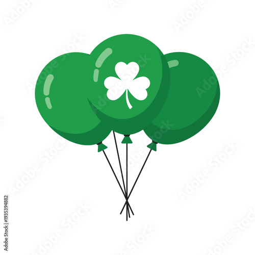 St. Patrick's Day green balloons with shamrock symbol isolated on white background vector