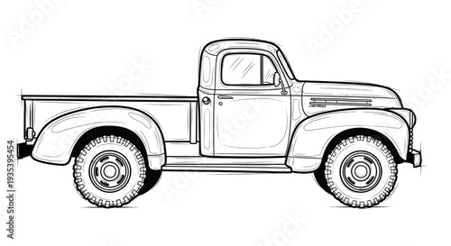 Vintage Pickup Truck Illustration, Retro Vehicle, Classic American Truck