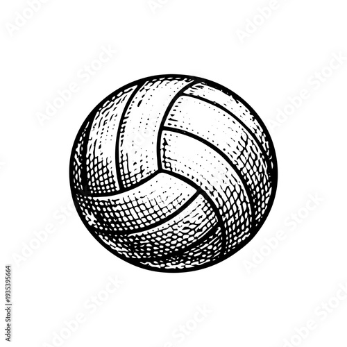 Vintage engraving volleyball ball detailed sports equipment hand drawn illustration