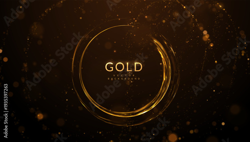 Golden spiral composed of shimmering golden light trails, fireworks, and gold confetti vibe. For holiday marketing campaigns (New Year, Christmas), wedding invitation suites, anniversary announcements