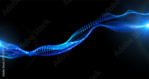 Futuristic data array visualization with flowing particle waves and digital interface representing big data analysis, pattern recognition, artificial intelligence, machine learning vector background