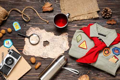 Scout's accessories on wood...