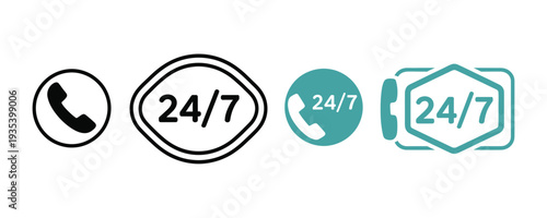 24/7 customer support icons for business and service