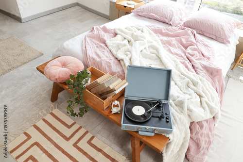 Record player with books an...