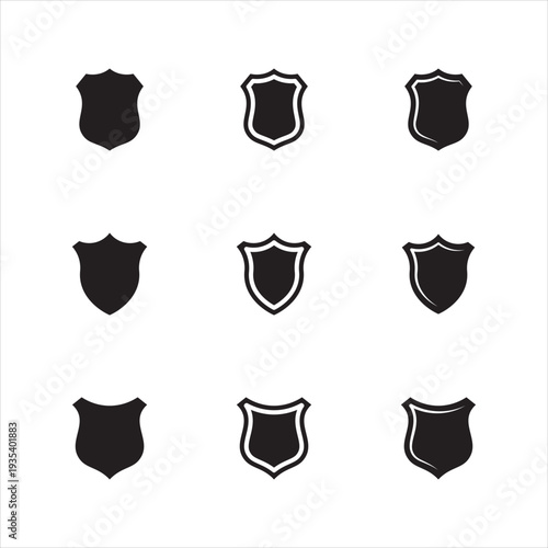 Shield icon set. Protect shield security line icons. Badge quality symbol, sign, logo or emblem. Vector illustration, eps10.