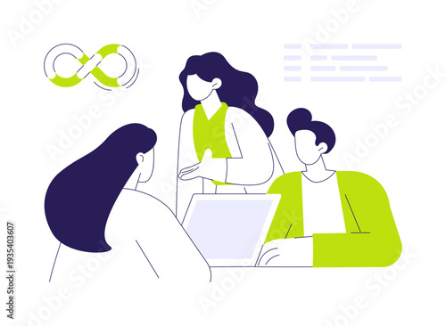 DevSecOps workflow abstract concept vector illustration.