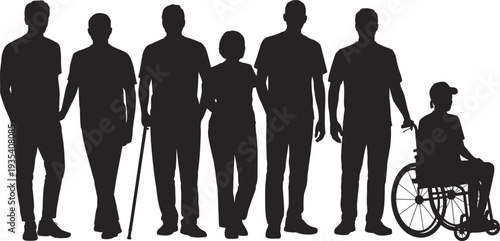 Diverse Group Of People Silhouettes Including A Person In A Wheelchair diversity inclusion