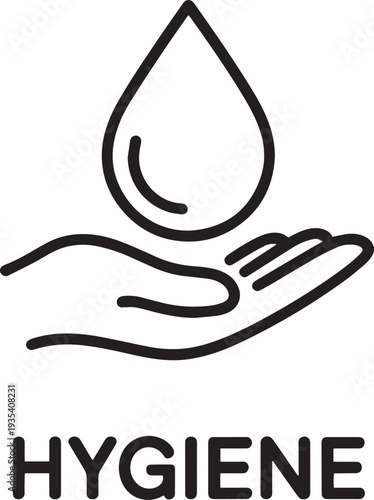 Hand drawn droplet with soap bubbles illustrating personal hygiene concept