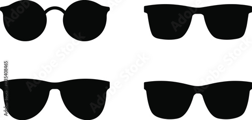 Sunglasses silhouettes collection with modern eyewear frames isolated on white background fashion accessory vector illustration set