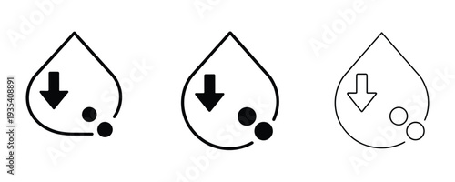 Water droplet icons with arrows for download