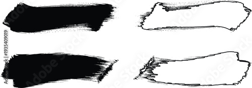 Four black and white brush strokes on a plain background