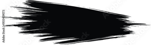 A black brush stroke on a white background abstract art