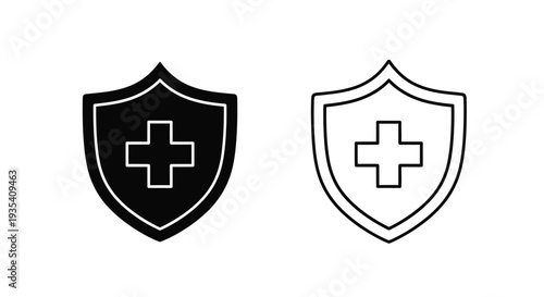 Modern shield medical badge icons Vector