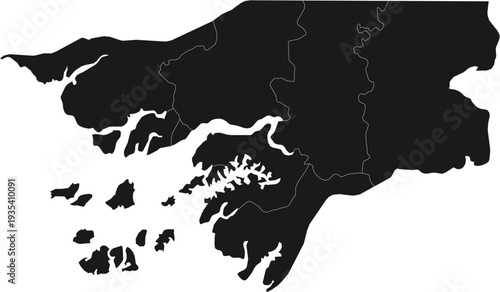 Guinea-Bissau Map Black Single Color Vector