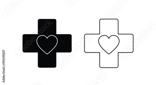Modern medical cross symbols with heart Vector