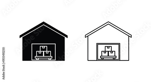 Minimalist garage doors with cars Vector
