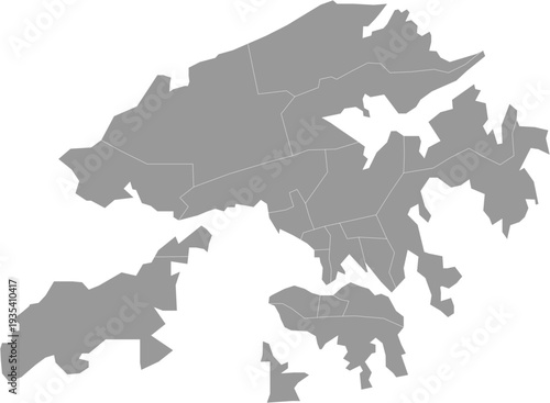 Hong Kong Map Gray Single Color Vector