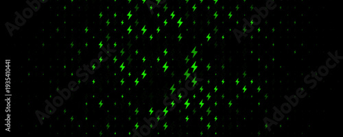Electric Energy Icon Pattern Background Green Lightning Texturefor Speed Fast Charger Station. Current Charge Battery Digital Device BG, Charging Neon Light. Bolt Symbol Backdrop. Vector Illustration