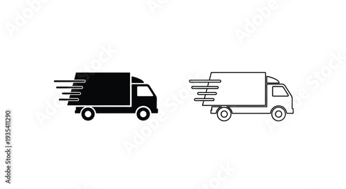 Speeding delivery trucks icon Vector