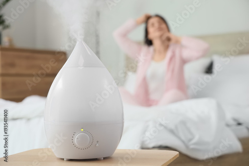 Air humidifier on table aga...