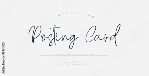 Posting Card, Elegant script alphabet letters font and number. Classic Lettering Minimal Fashion Designs. Typography modern serif fonts regular decorative vintage concept. vector illustration
