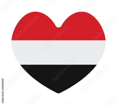Free Download heart shaped yemen flag icon with red white and black horizontal stripes representing national pride love for country and patriotic symbol design - GFXLoad