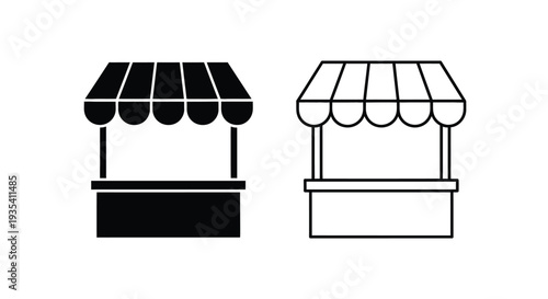Minimalist market stalls comparison Vector