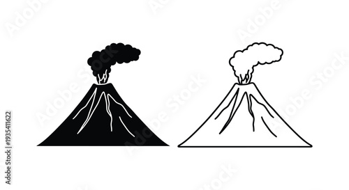 Volcanic eruption illustrations Vector