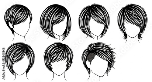 Collection of diverse short hairstyles for women.