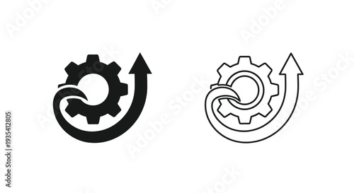 Modern gear process upgrade icons Vector