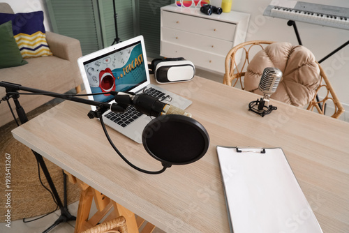 Podcaster's workplace with ...