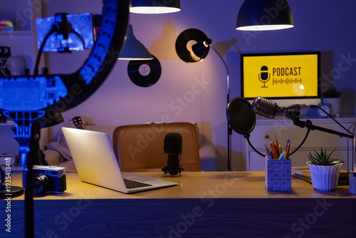 Podcaster's workplace with ...