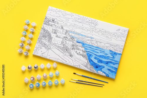 Paints, brushes and unfinis...