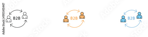 B2B business marketing icon set. Business-to-business exchange and collaboration symbol. Vector Illustration.