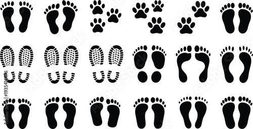 Footprints and Paw Prints Icons Collection untitled vector