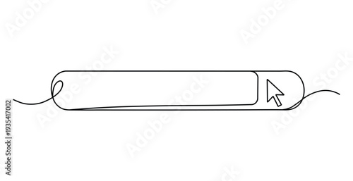 Simple continuous line drawing of a cursor button on a white background with creative graphic design