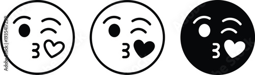 Kissing Face Emoji Icons untitled vector