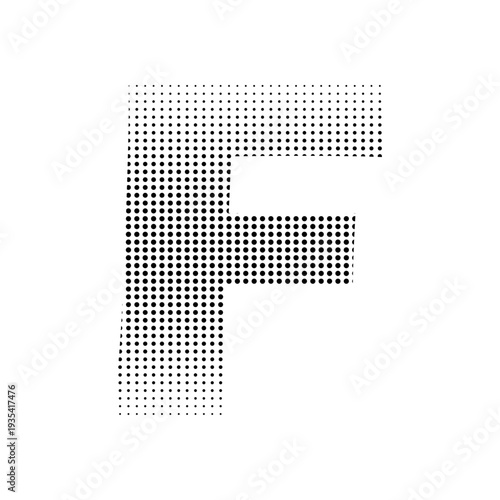 Abstract Halftone Letter F Background, Modern Dotted Alphabet F Design, Minimal Black And White Dot Pattern F, Geometric Halftone Typography Poster F