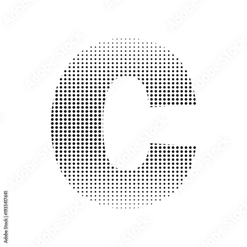 Abstract Halftone Letter C Poster, Modern Dotted Typography Background, Minimal Black And White Dot Design, Bold Geometric Monogram Artwork