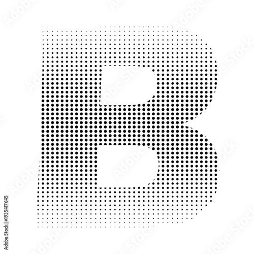 Abstract Halftone Letter B Poster, Modern Dotted Typography Background, Minimal Black And White Dot Design, Bold Geometric Monogram Artwor