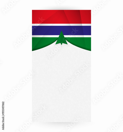 Travel to Gambia, Stylish Travel Banner with Flag and Paper Airplane.