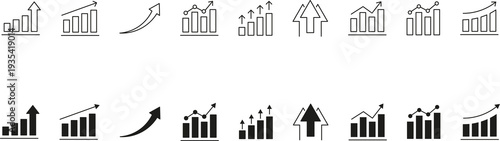 Growth Icon Set Containing Arrow