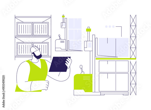 Automated forklift abstract concept vector illustration.
