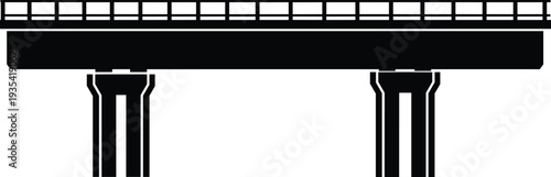 Elevated highway bridge side silhouette vector, modern transportation overpass infrastructure isolated on white background illustration