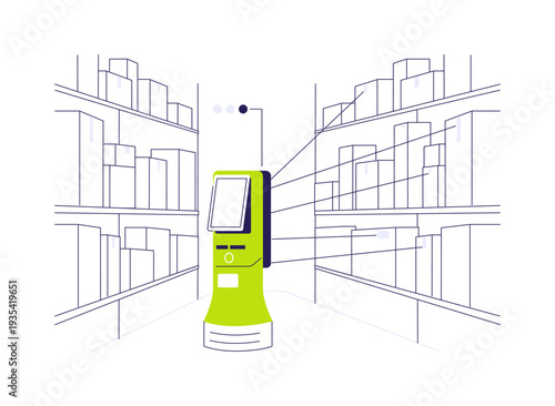Inventory robots abstract concept vector illustration.