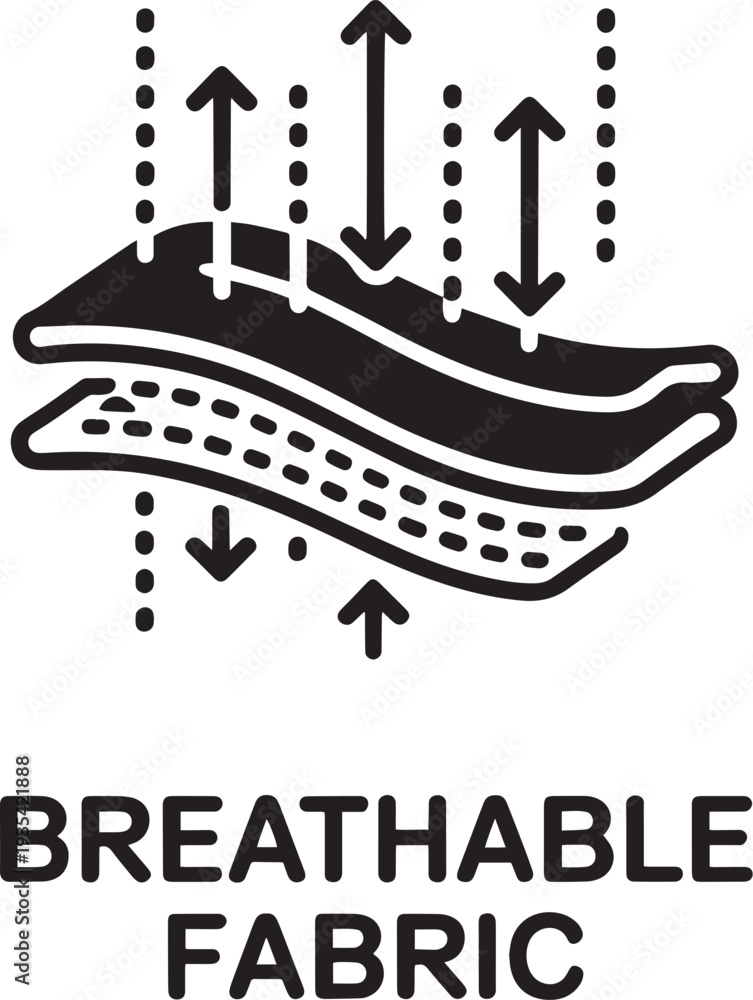 Naklejka premium Illustration of breathable fabric technology showing air circulation through material layers