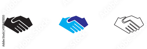  Handshake Icon. Set of heart and handshake app icons representing trust, partnership, love, and cooperation in business, charity, and community support concepts.
