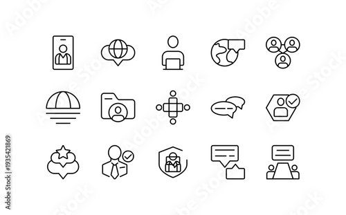 Modern Community line icon set. Neighborhood, friendship, family, love, teamwork, team building, leadership, unity, coworker line icon set. UI thin line icon pack.
